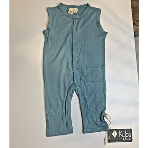 Kyte Baby Bamboo Sleeveless Romper Blue 3-6 Months Button One Piece